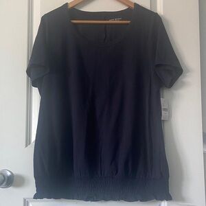 NWT Lane Bryant Navy Blue Short Sleeve Cotton Fitted Crew